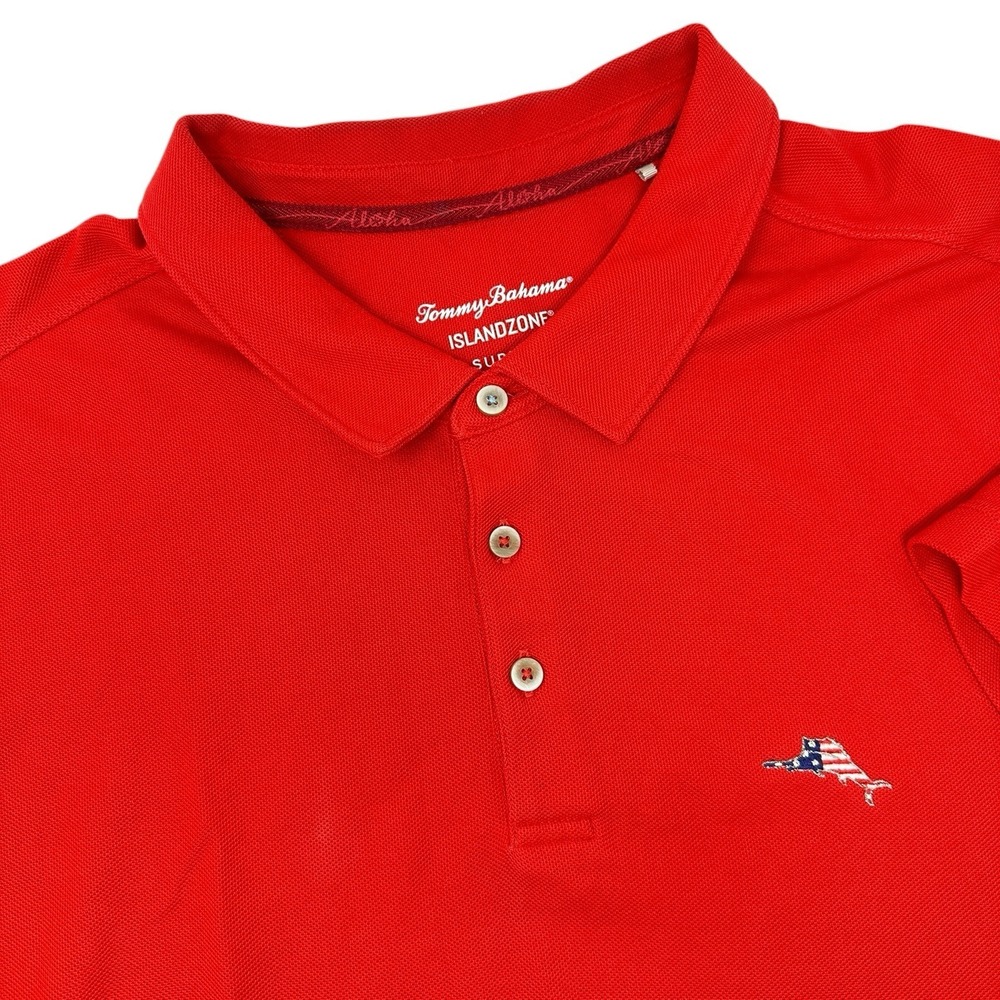 TOMMY BAHAMA Men's Red Short Sleeve Island Zone Polo Shirt Supima Cotton 2XLB